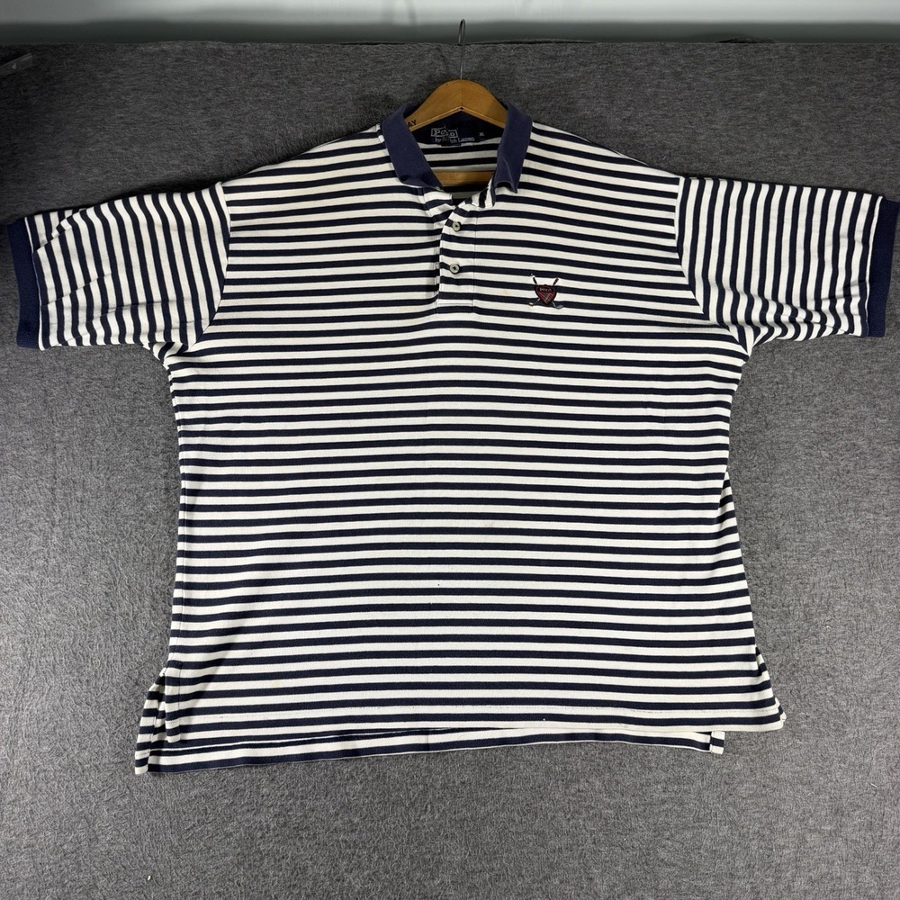 Polo Ralph Lauren Men's XL 💯 Cotton USA Made Striped Polo Shirt Short Sleeve